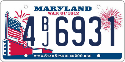 MD license plate 4BJ6931