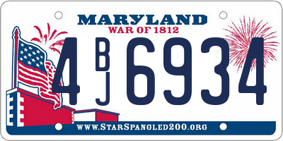 MD license plate 4BJ6934