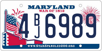 MD license plate 4BJ6989