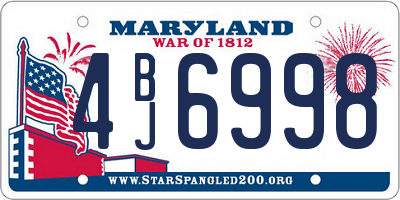 MD license plate 4BJ6998
