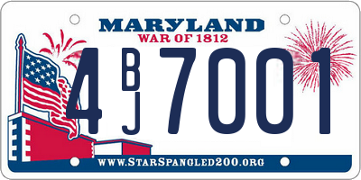 MD license plate 4BJ7001