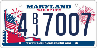 MD license plate 4BJ7007