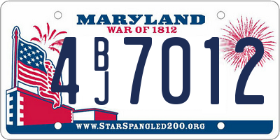 MD license plate 4BJ7012
