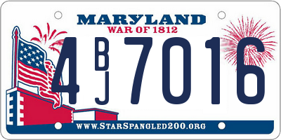 MD license plate 4BJ7016