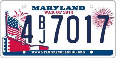 MD license plate 4BJ7017