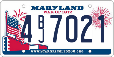 MD license plate 4BJ7021