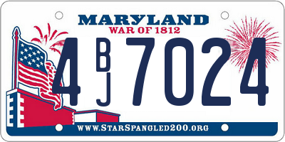 MD license plate 4BJ7024