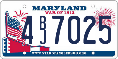 MD license plate 4BJ7025