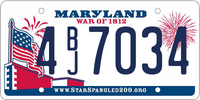 MD license plate 4BJ7034