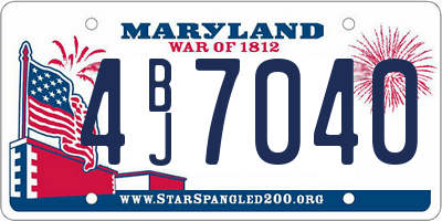 MD license plate 4BJ7040