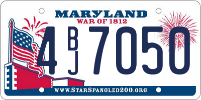 MD license plate 4BJ7050