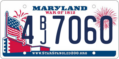 MD license plate 4BJ7060