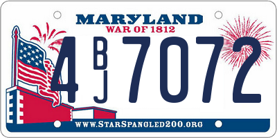 MD license plate 4BJ7072