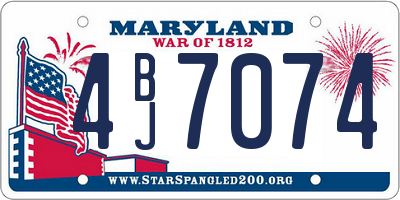 MD license plate 4BJ7074