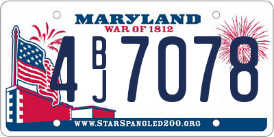 MD license plate 4BJ7078