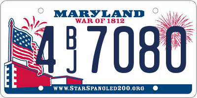 MD license plate 4BJ7080
