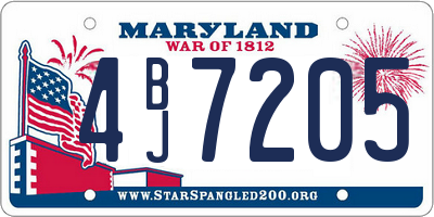 MD license plate 4BJ7205