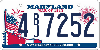 MD license plate 4BJ7252