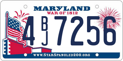 MD license plate 4BJ7256