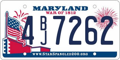 MD license plate 4BJ7262