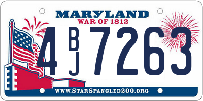 MD license plate 4BJ7263
