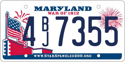 MD license plate 4BJ7355