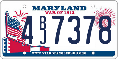 MD license plate 4BJ7378