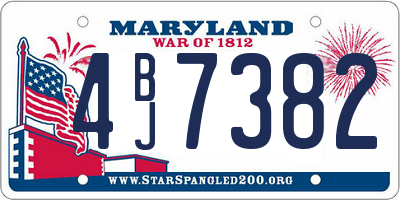 MD license plate 4BJ7382