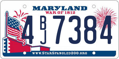 MD license plate 4BJ7384