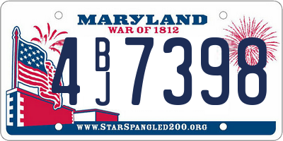MD license plate 4BJ7398
