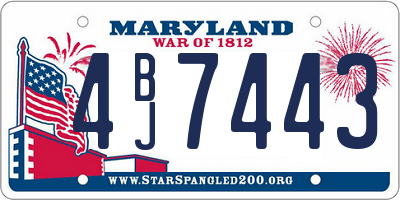 MD license plate 4BJ7443