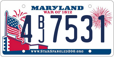 MD license plate 4BJ7531