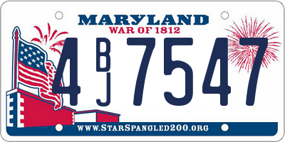 MD license plate 4BJ7547