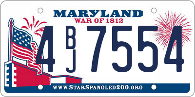 MD license plate 4BJ7554