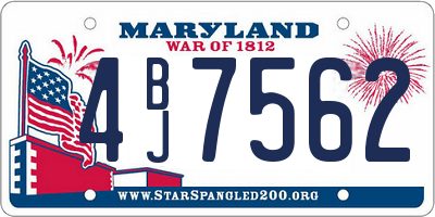 MD license plate 4BJ7562