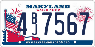 MD license plate 4BJ7567