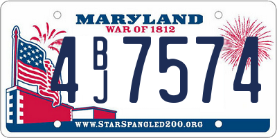 MD license plate 4BJ7574