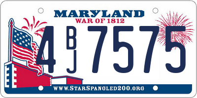 MD license plate 4BJ7575
