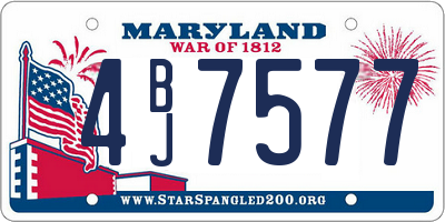 MD license plate 4BJ7577