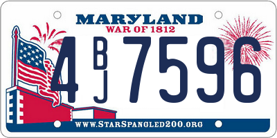 MD license plate 4BJ7596