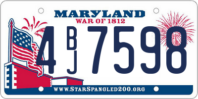 MD license plate 4BJ7598