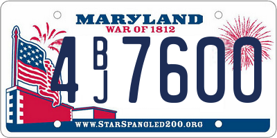 MD license plate 4BJ7600