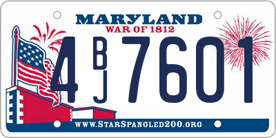 MD license plate 4BJ7601