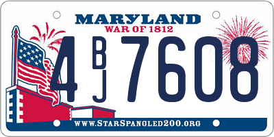 MD license plate 4BJ7608