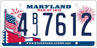 MD license plate 4BJ7612