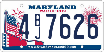 MD license plate 4BJ7626