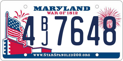 MD license plate 4BJ7648