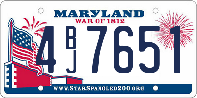 MD license plate 4BJ7651