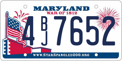 MD license plate 4BJ7652