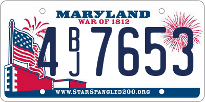 MD license plate 4BJ7653
